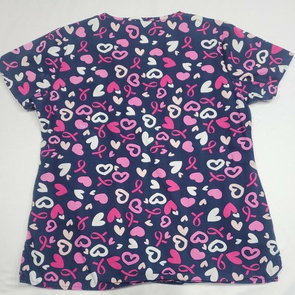 Zoe & Chloe Small Navy Blue W/ Pink Hearts And Ribbons - Picture 6 of 7